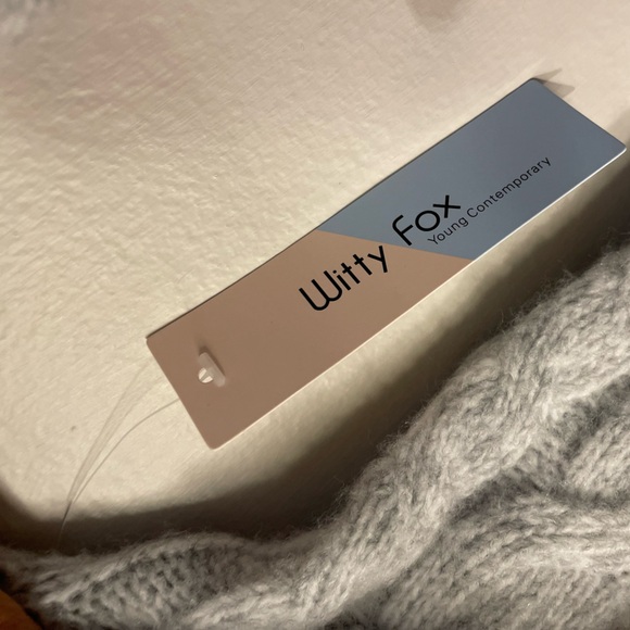 WITTY FOX Heather Gray Turtleneck Cuffed Sleeve Split Waist Wool Blend Sweater - Picture 8 of 8